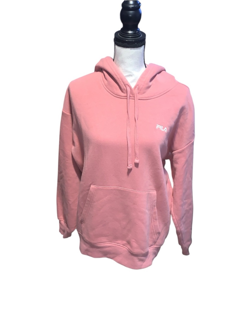 FILA Dusty Rose Pink Pullover Hooded Sweatshirt Kangaroo Pocket Comfy